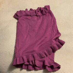 Purple Ruffled Knit Infinity Scarf